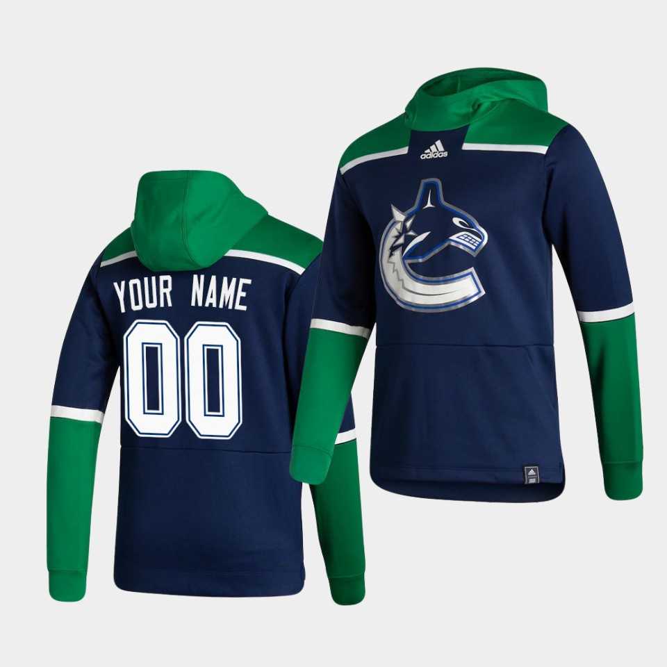 Men Vancouver Canucks 00 Your name Blue NHL 2021 Adidas Pullover Hoodie Jersey